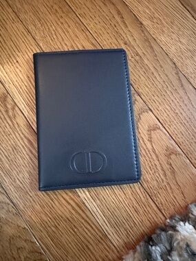 Dior Navy Blue Leather Passport Holder with Embossed CD Logo